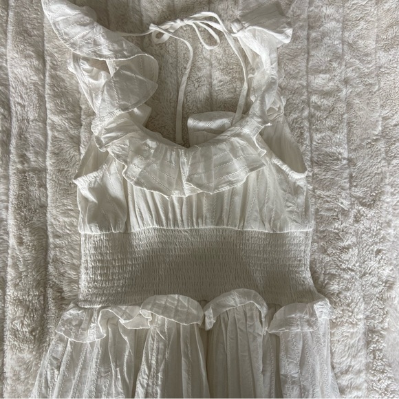 🌿|NWT| Anthropologie Pilcro Ruffled Smocked-Waist Button Front Midi Dress - Picture 9 of 12